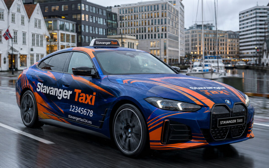 Taxi bilfoliering design – 16 inspirerende full wrap prosjekter for taxiselskaper i Norge