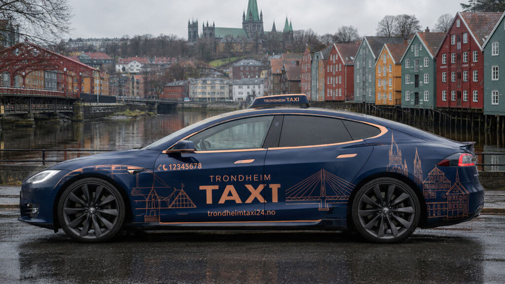 reklamefabrikk.no - taxi bilfoliering design Tesla 3