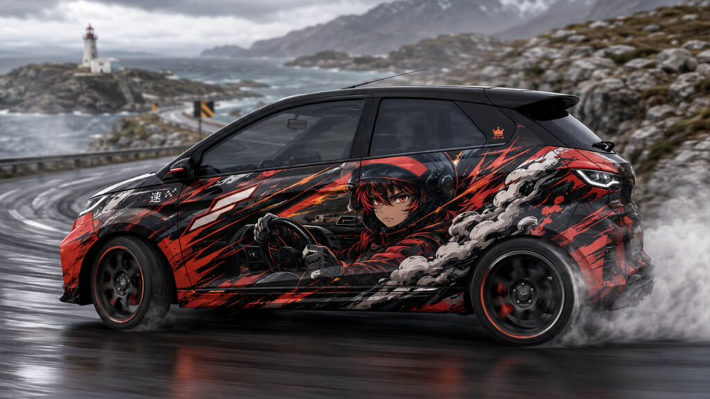 reklamefabrikk.no - Mopedbil Street Style Wrap Ideas - Aixam Anime Drift Full Wrap 2