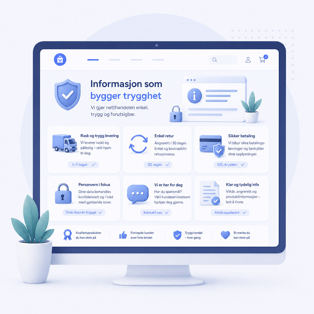 reklamefabrikk.no - Nettbutikk design Informasjon som bygger trygghet
