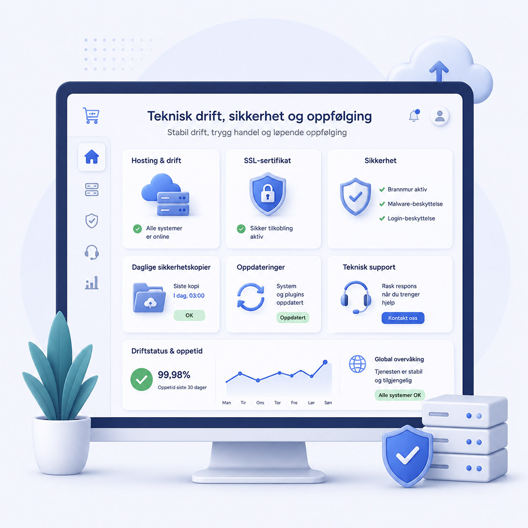 reklamefabrikk.no - Nettbutikk design Teknisk drift, sikkerhet og oppfølging