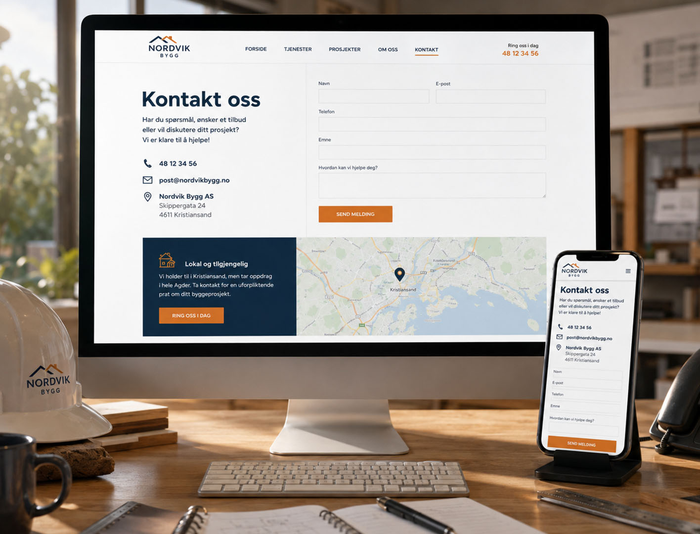 reklamefabrikk.no - nettside for byggfirma - Kontakt