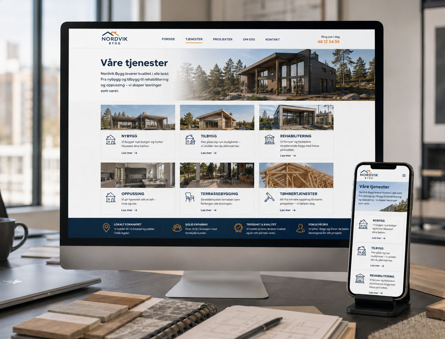 reklamefabrikk.no - nettside for byggfirma - Tjenester